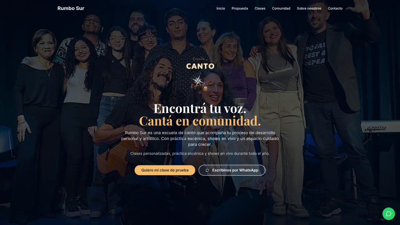 Escuela de Canto Rumbo Sur — proyecto desarrollado por Niveals